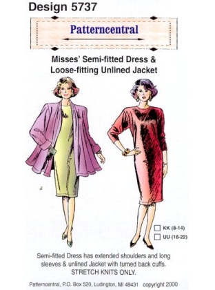 Misses semi-fitted dress & loose-fit unlined jacket