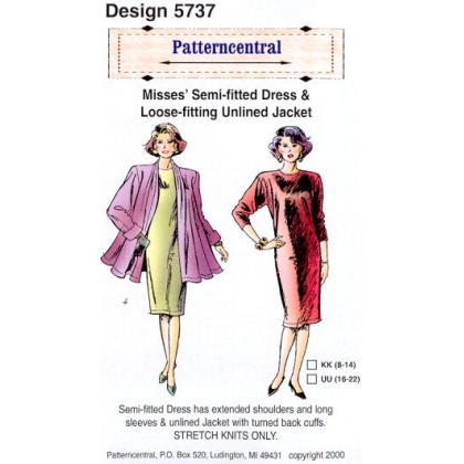 Misses semi-fitted dress & loose-fit unlined jacket