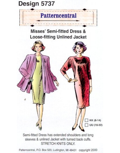 Misses semi-fitted dress & loose-fit unlined jacket