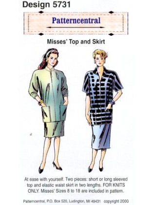 Misses top and skirt sewing pattern by Patterncentral