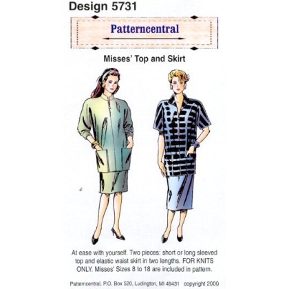 Misses top and skirt sewing pattern by Patterncentral