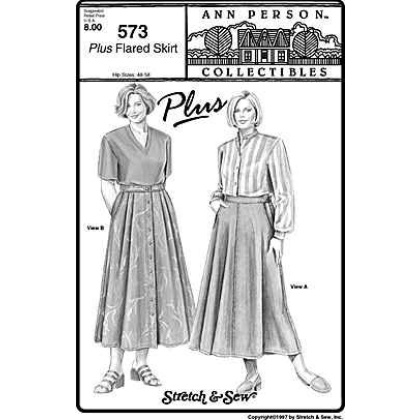 Plus Flared skirt sewing pattern by Stretch & Sew 573