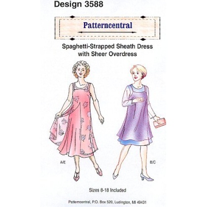 Spaghetti-strapped sheath Dress with Sheer Overdress Size 8-18
