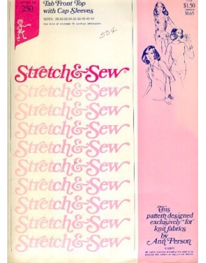 TAB FRONT TOP with CAP SLEEVES, sizes 28-44, Great CONSIGNED & AS-IS product, is uncut, stored in smoking environment, vintage pattern. 250