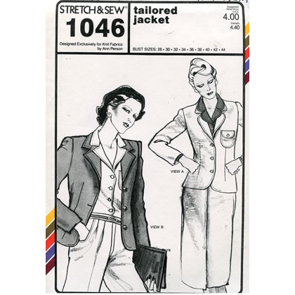 TAILORED JACKET, sizes 28-44, Great CONSIGNED & AS-IS product, is uncut, stored in smoking environment, vintage pattern. 1046