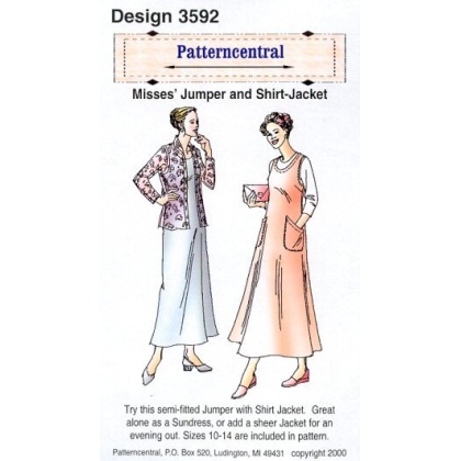 Try this semi-fitted jumper with shirt jacket. Great alone as a sundress, or add a sheer jacket for an evening out.