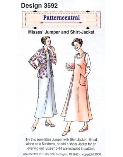 Try this semi-fitted jumper with shirt jacket. Great alone as a sundress, or add a sheer jacket for an evening out.