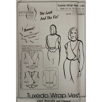 Tuxedo wrap vest sewing pattern by Petite Plus 150