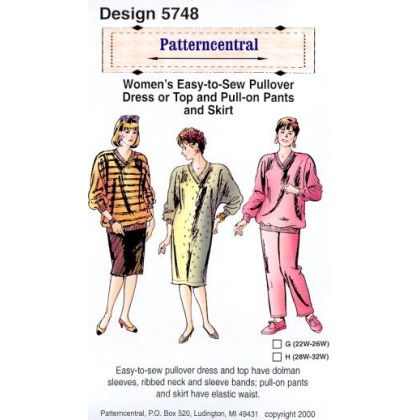 Womens Easytosew Pullover dress or top and pullon pants & skirt