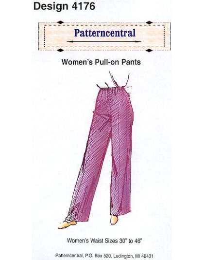 Womens Pull-on Pants sewing pattern Size 30-46 waist