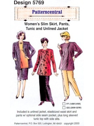 Womens slim skirt pants tunic & lined jacket