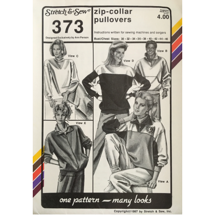 ZIP-COLLAR PULLOVERS, bust sizes 30-46, Great CONSIGNED & AS-IS product, is uncut, stored in smoking environment, vintage pattern. 373