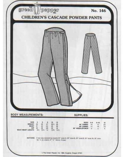 Green Pepper cascade powder pants kids 146