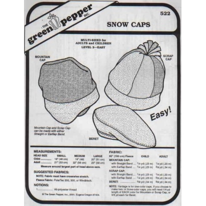 Green Pepper sewing pattern Snow Caps 522