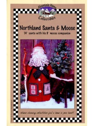 NORTHLAND SANTA & MOOSE14 inch Sant and 8 moose companion