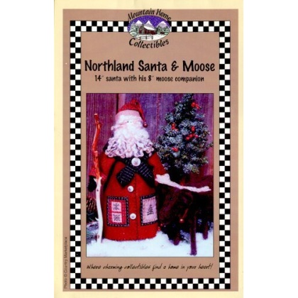 NORTHLAND SANTA & MOOSE14 inch Sant and 8 moose companion