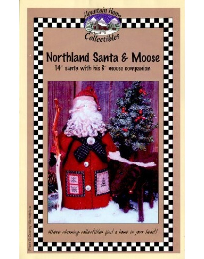 NORTHLAND SANTA & MOOSE14 inch Sant and 8 moose companion