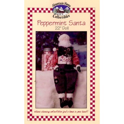 PEPPERMINT SANTA 22in cloth doll that takes you down peppermint lane