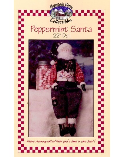 PEPPERMINT SANTA 22in cloth doll that takes you down peppermint lane