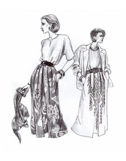 Pleated Skirt and Dolman Top sewing pattern #1235