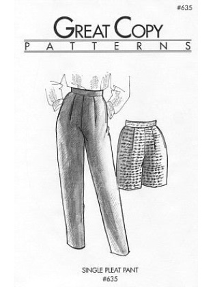 Single-pleat pant sewing pattern #635