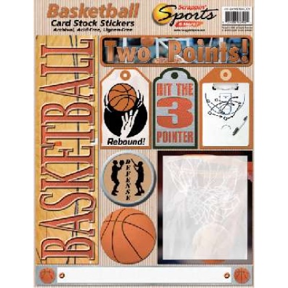 Cardstock Sport/School Stickers 8-1/2X11 Basketball